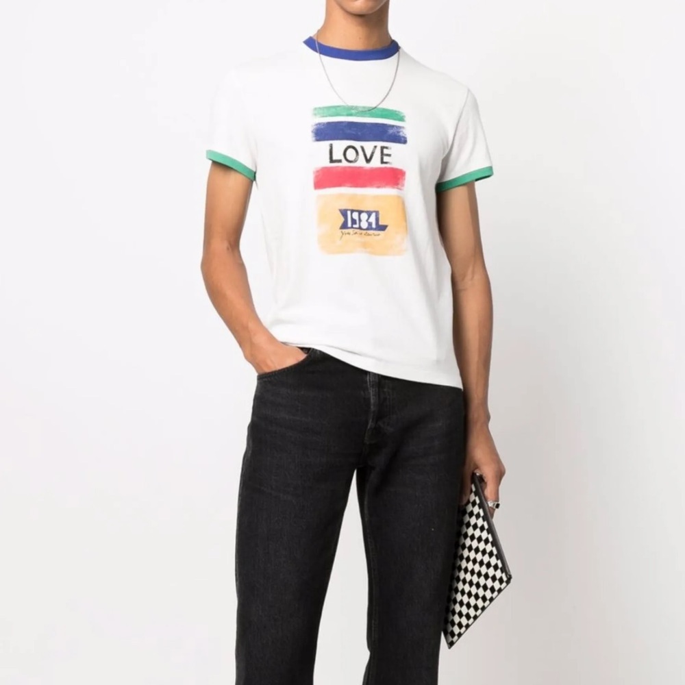 Saint Laurent White Love Graphic Tee